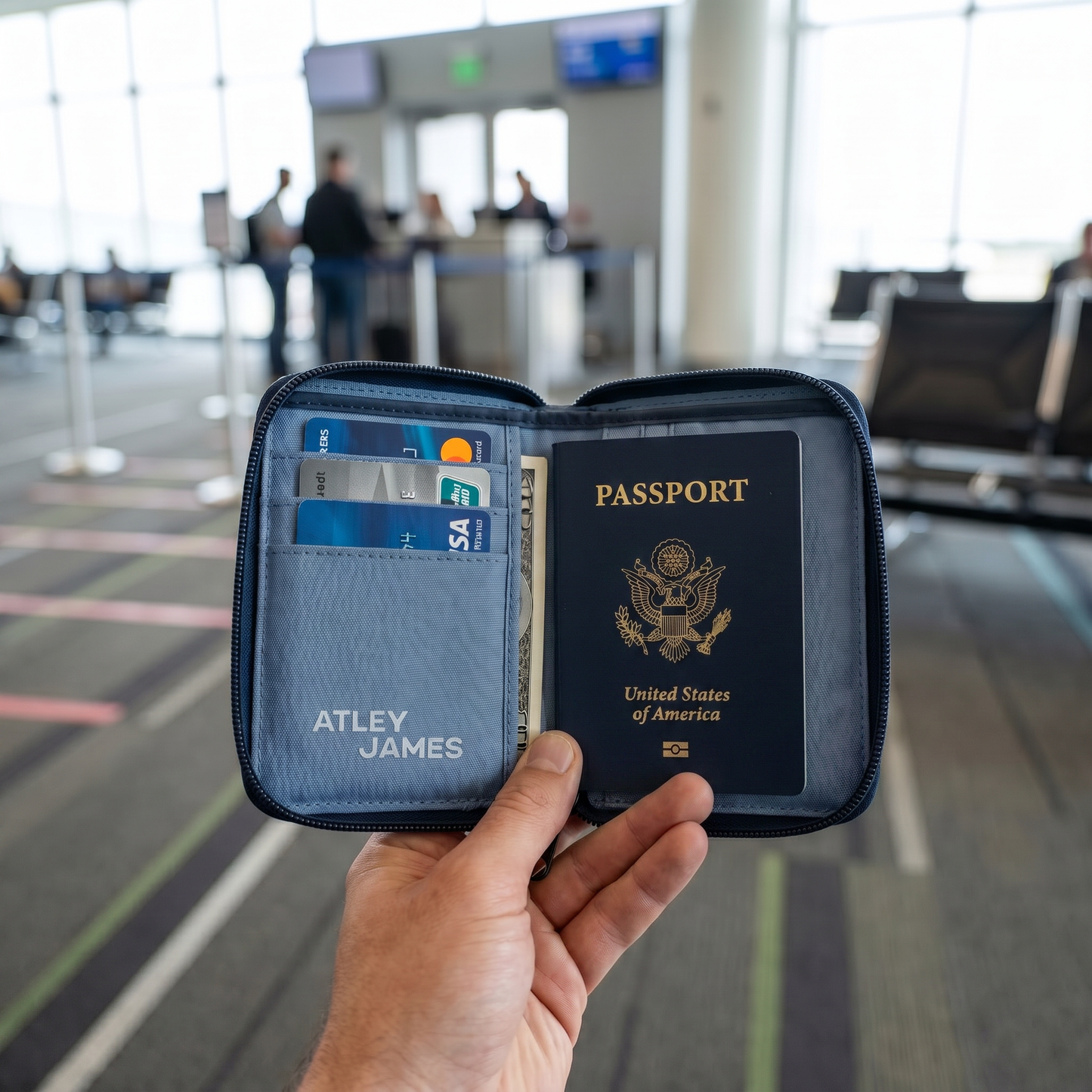 American Tourister x Atley James Passport Wallet navy - airport lifestyle