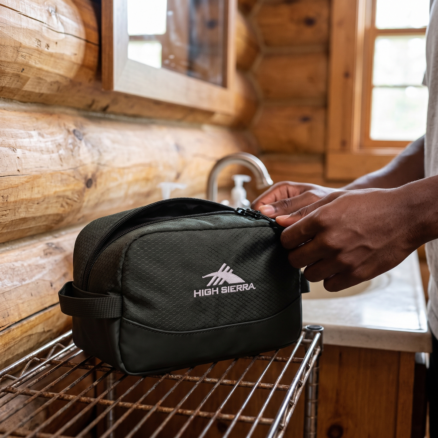 High Sierra x Atley James Honeycomb Toiletry Bag green - lifestyle