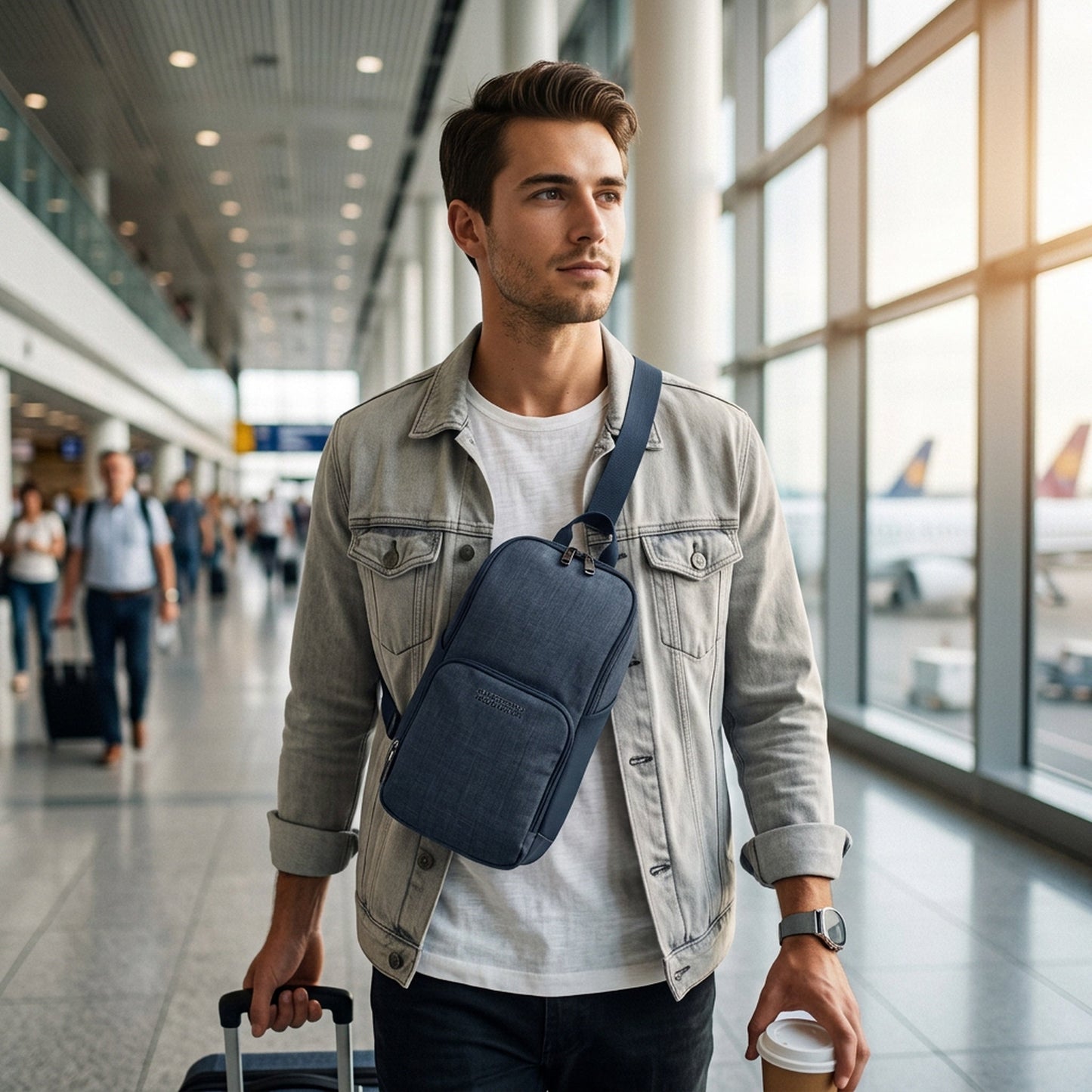 American Tourister x Atley James Sling Bag navy - airport lifestyle