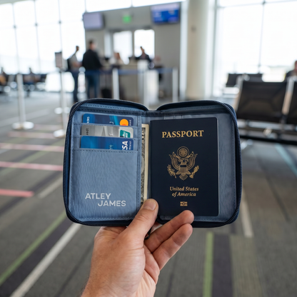American Tourister x Atley James Passport Wallet navy - airport lifestyle