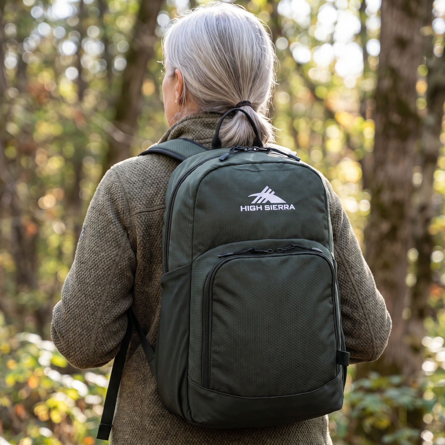 High Sierra x Atley James Honeycomb Backpack green - forest lifestyle