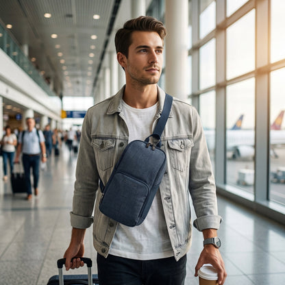 American Tourister x Atley James Sling Bag navy - airport lifestyle