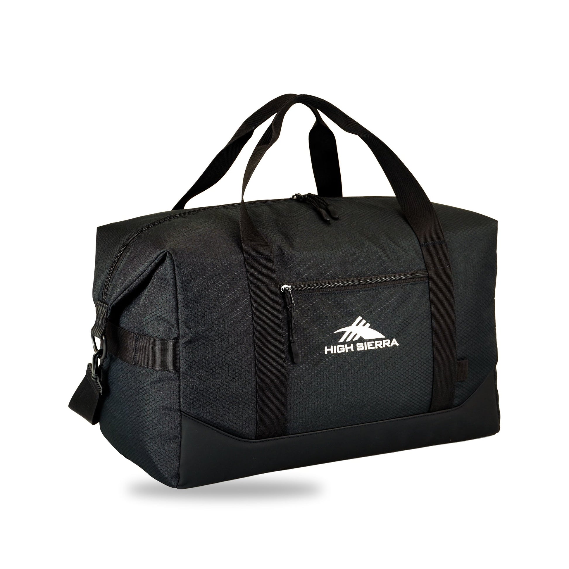 High Sierra x Atley James Honeycomb Duffel black - three-quarter view