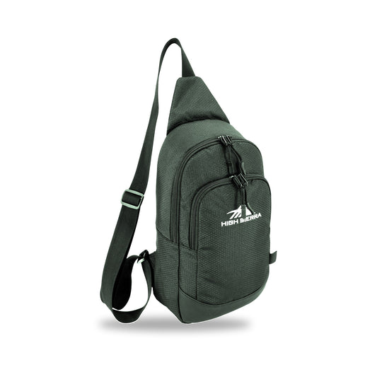 High Sierra x Atley James Honeycomb Sling Bag green - three-quarter view