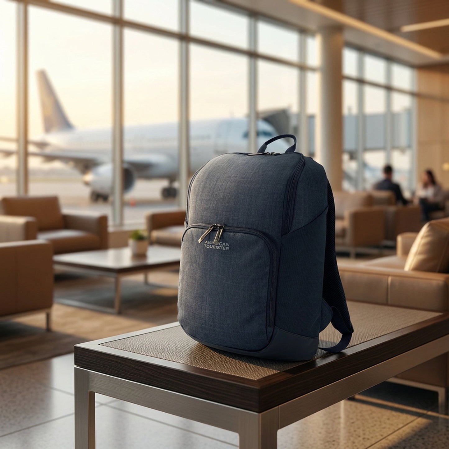 American Tourister x Atley James Slim Backpack navy - airport lifestyle